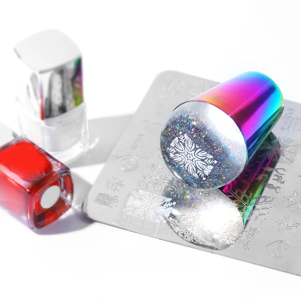 Holographic Transparent Nail Stamper For Stamping Plate Stamper Head Manicure Nail Art Stamp Template Tools