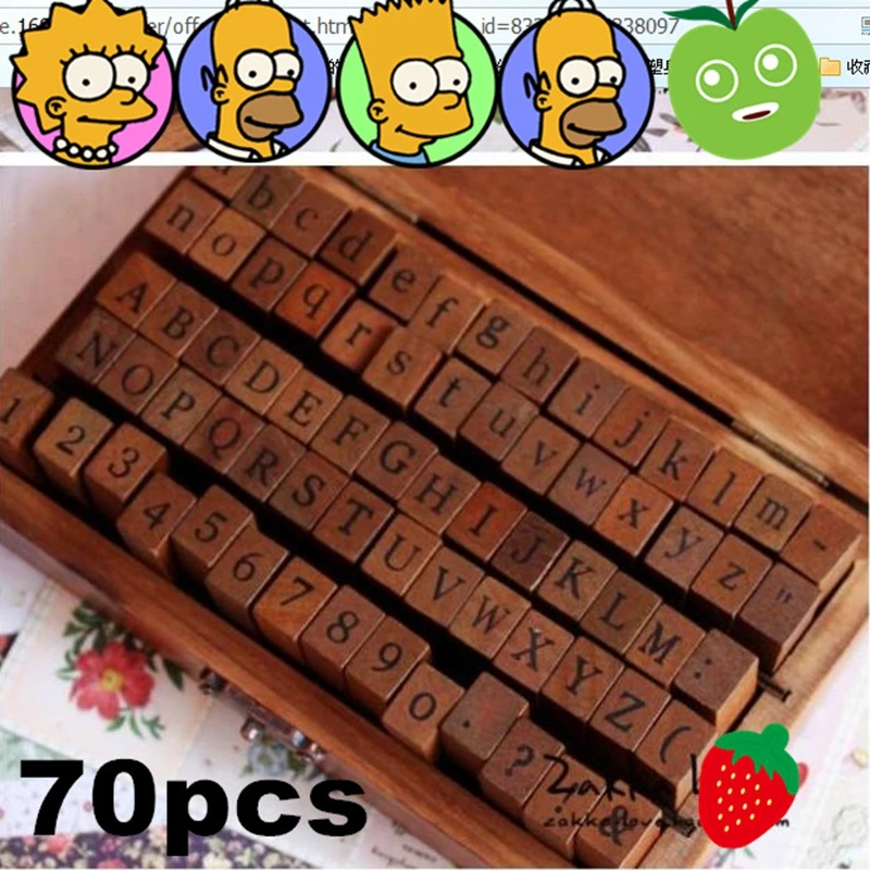 70 шт. DIY декоративный блок прописных букв деревянный штамп верхней и нижней