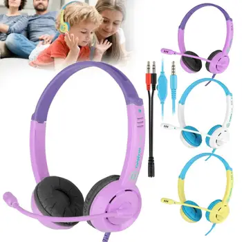 

Adjustable Wired Headphones 3.5mm Boom Headsets Mic Stereo Bass For Kids Girls Portable Audio & Video Earphones & Headset