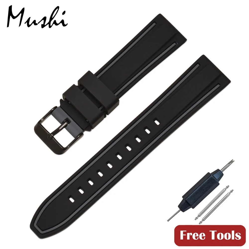 Качественный силиконовый ремешок для часов Diver Watch Band резиновый ремешок для наручных часов 18 мм 20 мм 22 мм 24 мм с застежкой из нержавеющей стали - Цвет ремешка: SS Gray