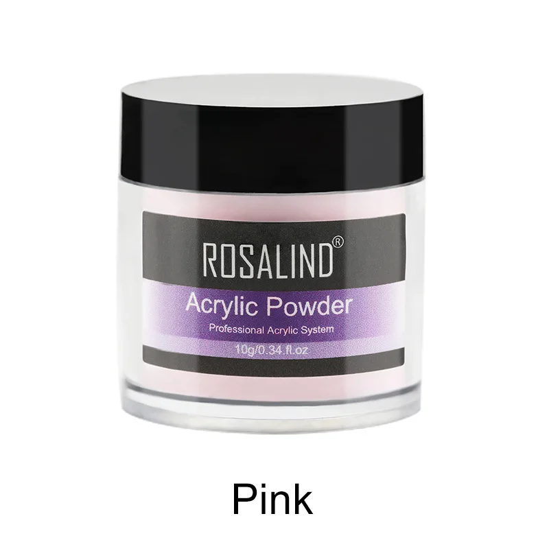 ROSALIND акриловая пудра кристаллическая пудра для ногтей строитель Советы прозрачный акриловый порошок для ногтей маникюр 10 г розовый прозрачный белый TSLM1 - Цвет: pink