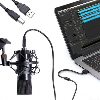 

Recording Condenser Microphone for Studio Live Broadcasting Karaoke KTV 192KHZ/24BIT Mic with Stand USB Computer Microphone