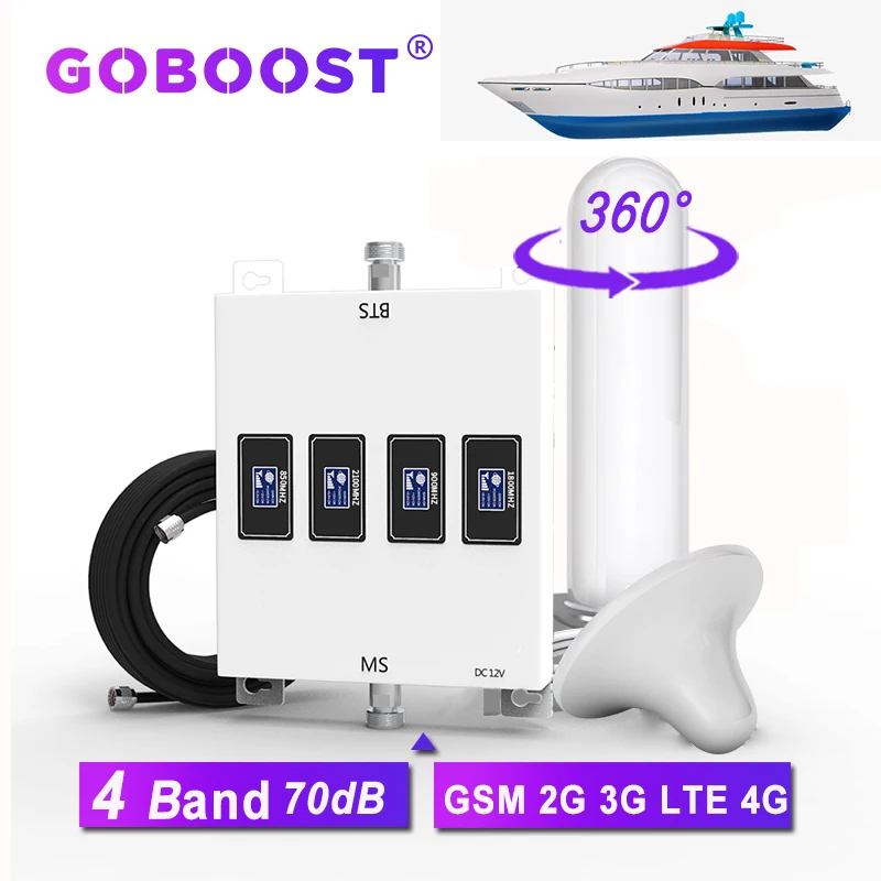 GOBOOST Sea Cruise Ship Signal Booster GSM 2G 3G Lte 4G Cellular Amplifier 850 900 1700 1800 1900 700 800 2600 MHz Repeater Kit | Мобильные