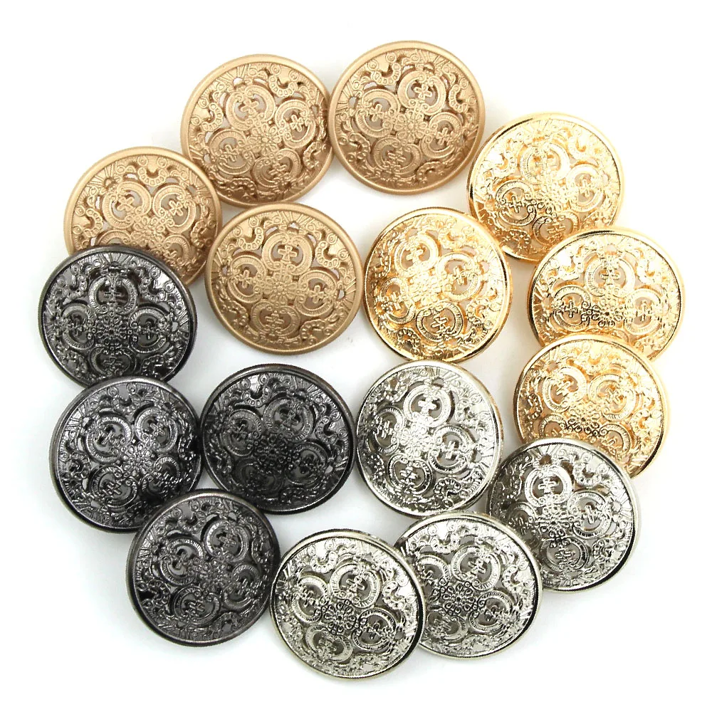 Bot-n-de-Metal-hueco-de-5-piezas-botones-de-color-negro-plateado-y ...