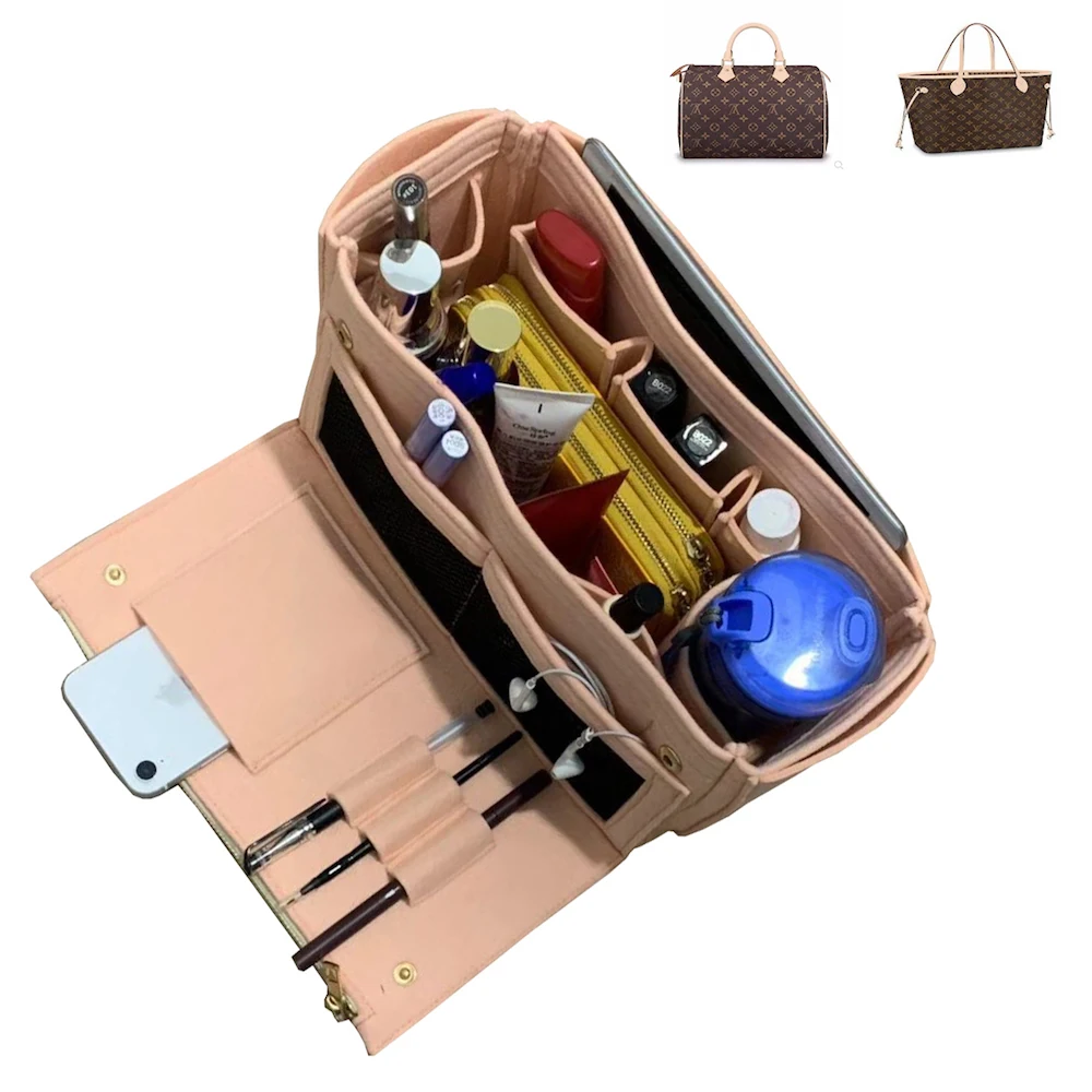 

For[Speedy 25 30 35 40,Neverfull MM PM GM]Handmade Premium 3MM Felt Tote Organizer Purse Insert Bag Makeup Handbag - S