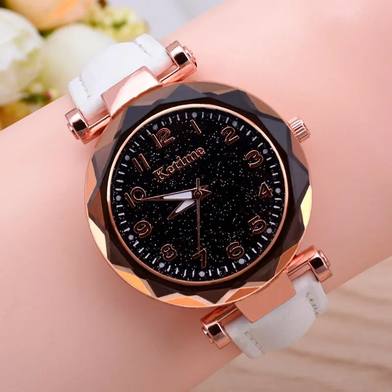 Женские модные часы Лидер продаж дешевые звездное небо женские часы-браслет повседневные кожаные кварцевые наручные часы Relogio Feminino D7