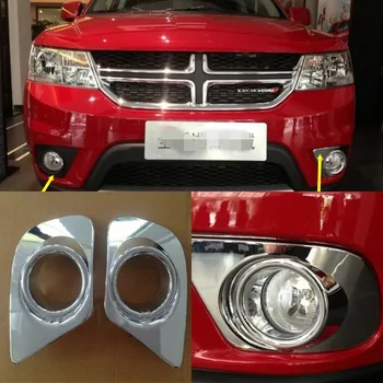 

JanDeNing 2PCS/Set ABS Chrome Front Fog Lights Lamp Cover Frame Trim Emblems For Dodge Journey 2013