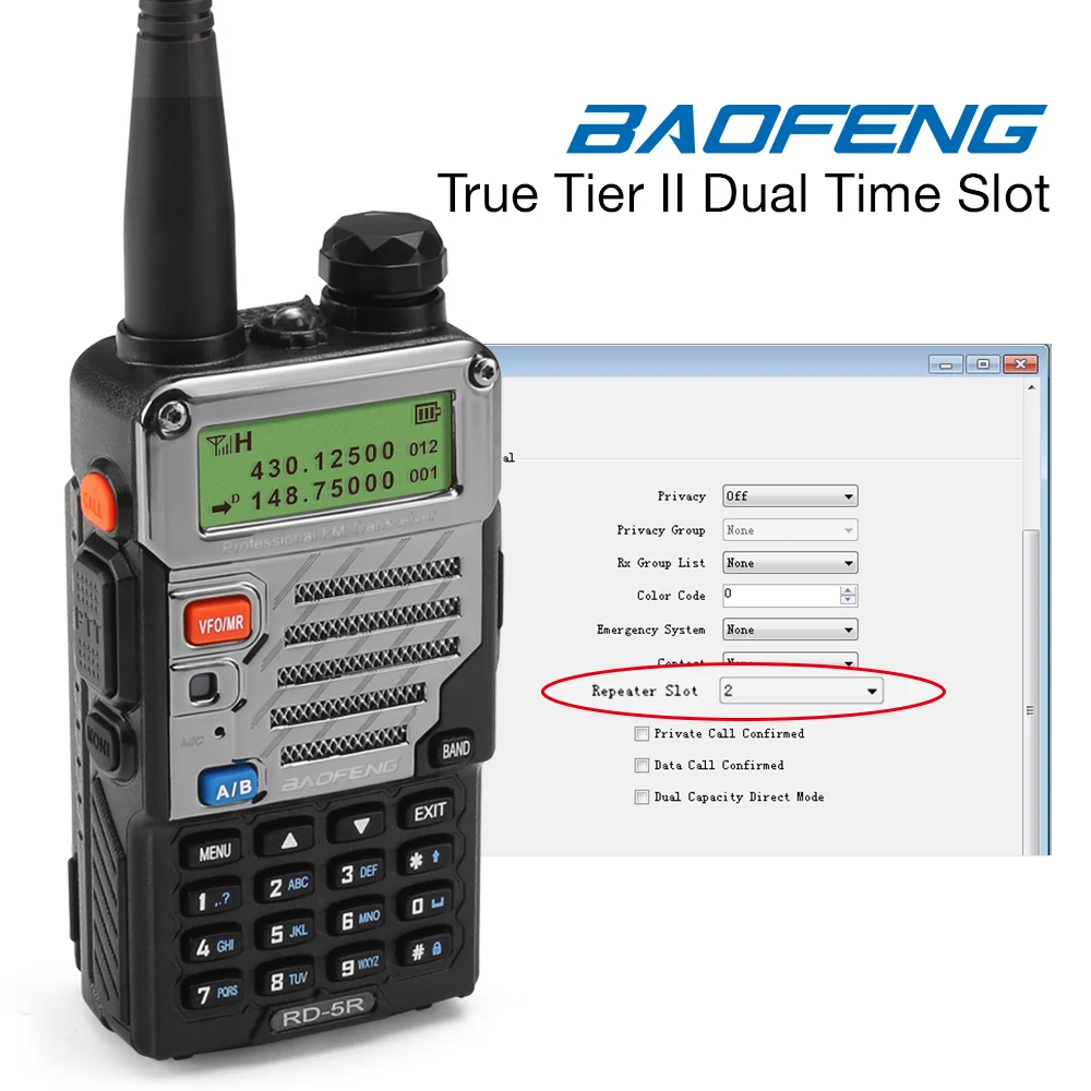 Baofeng RD-5R DMR Tier II VFO цифровой двухдиапазонный 136-174/400-470 МГц двухстороннее Радио рация Ham трансивер