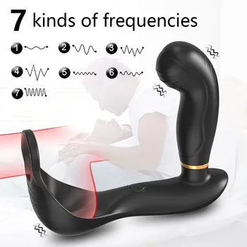 Silicone Male Prostate Massager 7 Speeds Sex Toys For Men Wireless Remote Control Anal Vibrator Butt Plug With Ring Penis 2