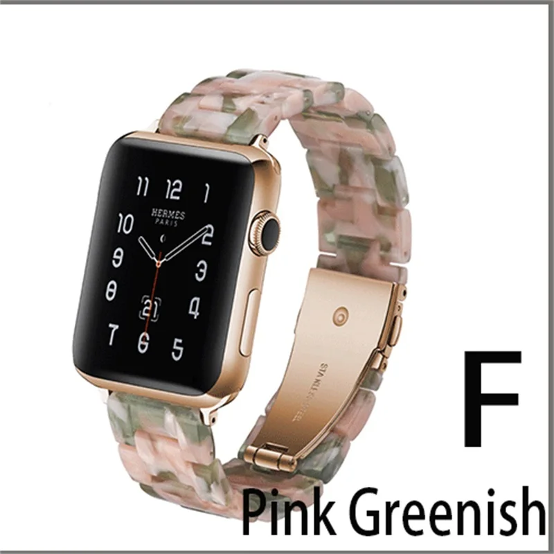 Керамика смолы ремешок для наручных часов Apple Watch Series 4 5 3 2 1 полоса смолы Для мужчин Для женщин ремешок для наручных часов iWatch, 40/44/38 мм/42 мм, ремешок для часов аксессуары - Цвет: F pink Greenish