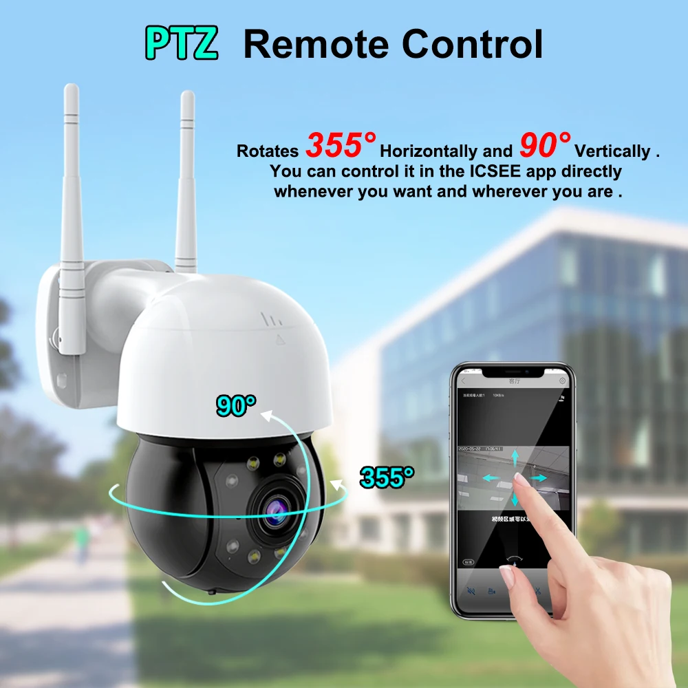 Outdoor Waterproof Wifi Surveillance Camera,1080P Night Vision HD PTZ IP Camera,Onvif P2P Audio CCTV Network Security Cameras