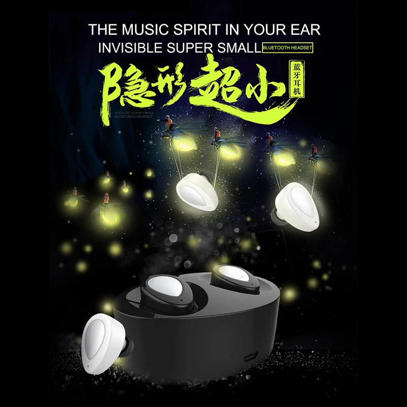 Dianxien TWS K2 Binaural Wireless Sports Mini Bluetooth Headset Ear Charging Base Subwoofer Effect Android Universal