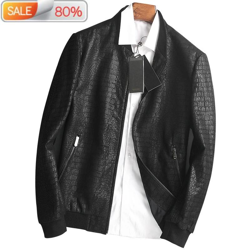 

Men's Genuine Leather Spring Autumn Jacket Sheepskin Coat for Men Slim Jackets Baseball Clothes AQ1A02 B2A57