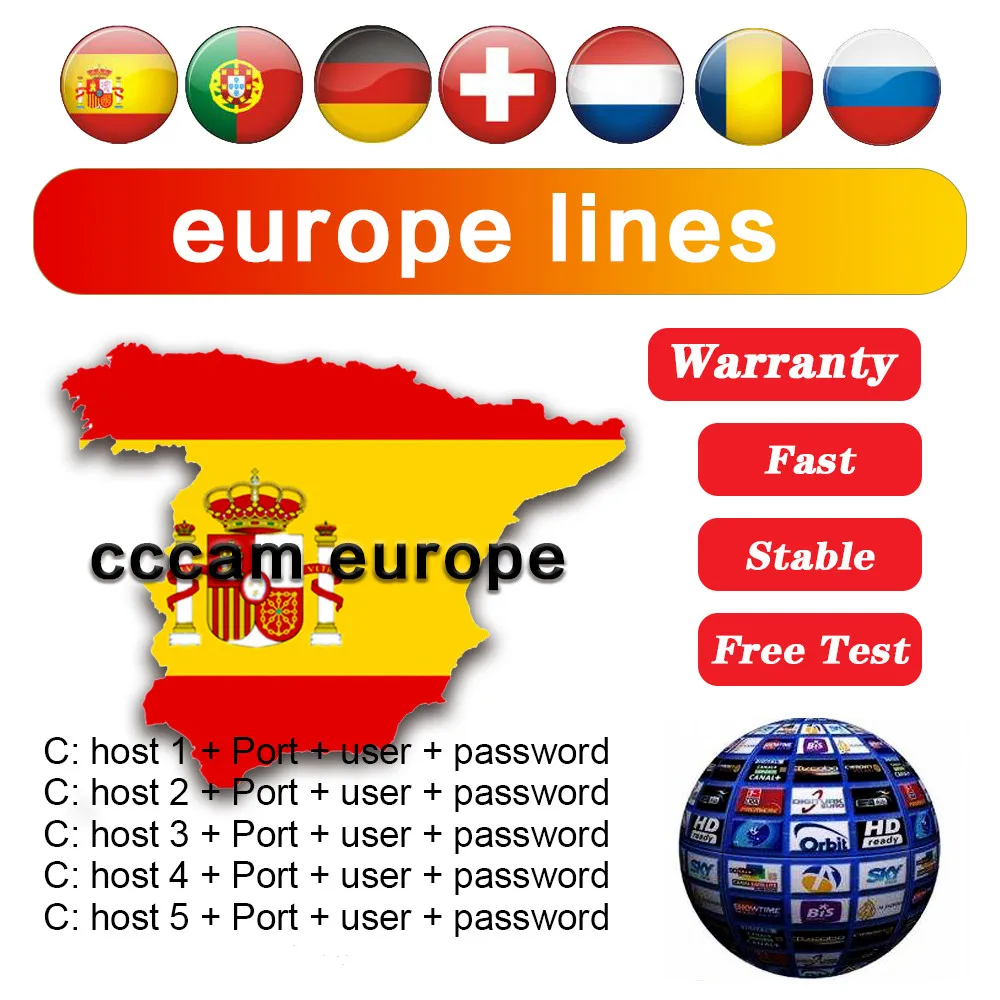 GTmedia-receptor de TV por cable AV, líneas cccam para receptor de televisión de 12M y 24M, V8 Nova, V7S, V9, Freesat V7, prueba gratuita