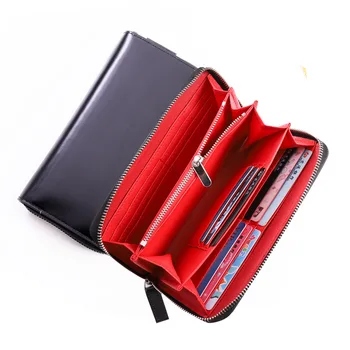 

Leather Men's Long Zip Fastener Wallet Japanese Style First Layer Cowhide Open Side Hand Purse Portefeuille Homme Billetera 2020