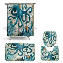 Океанский морской предмет для душа занавес и водонепроницаемый нескользящий занавес для ванной комнаты и нескользящий коврик набор ковров