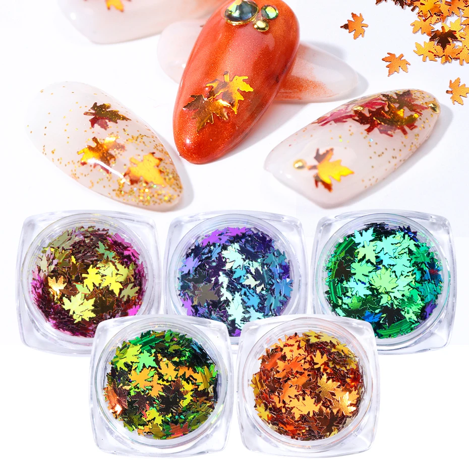 5pcs-Holographic-Glitter-Maple-Leaf-Nail-Art-Sequins-Metallic-Maple-Leaves-Nail-Paillettes-DIY-Spangle-For