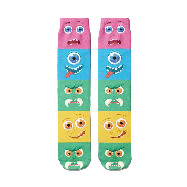 Sell Well Funny Expression Printed Women Socks Fashion Cute Cotton Long Socks Harajuku Christmas Warm Middle Tube Socks Female Style7