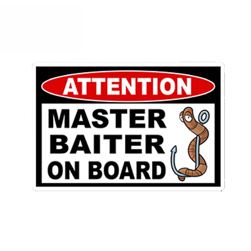 

Funny Attention Car Sticker Master Baiter Fishing Decal Fisherman Fish Boating Boat Bait Graphic Creative Decals PVC,13cm* 9cm