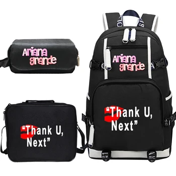 

3pcs/sets Canvas School Backpacks Ariana Grande Thank U Next School Bags Teenage Girls Boys Mochila Ariana Grande Travel Backbag