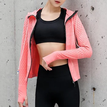 

Slim Zip Hooded Top Spring Autumn Jackets Fitness Long Sleeve Coat Comfortable Lengthen Sleeves Plus Size Running Coat