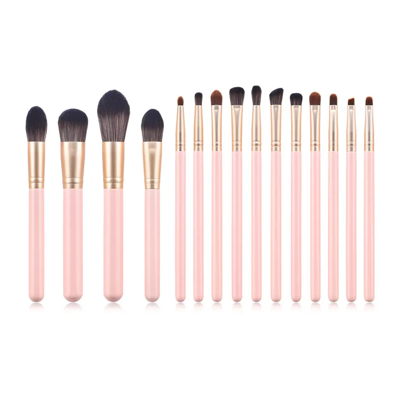 

15pcs/lot Makeup Brushes Set Pink Wooden Handle For Foundation Blending Blush Eye Shadow Brow Lip Face Make Up Brush Kit T15022
