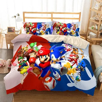 

Anime 3D Sonic The Hedgehog Bedding Set Cartoon Duvet Cover Pillowcase Bedclothes Twin Full Double Queen King Quilt Cover Set
