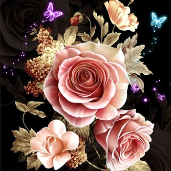 

100% Full 5D Diy Daimond Painting "Blooming Roses" 3D Diamond Painting Round Rhinestones Diamant Painting Embroidery Flowers