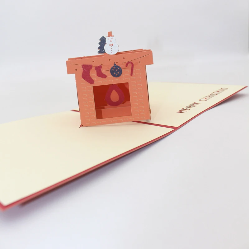  3D Handmade Cartoon Xmas Home Fireplace Paper Invitation Greeting Cards PostCard Merry Christmas Ch - 4.00031E+12