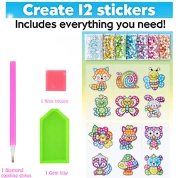 Create Your Own Gem Art Sticker Kit - Magical Unicorn and Sealife Mosaic Craft (12pcs animal)