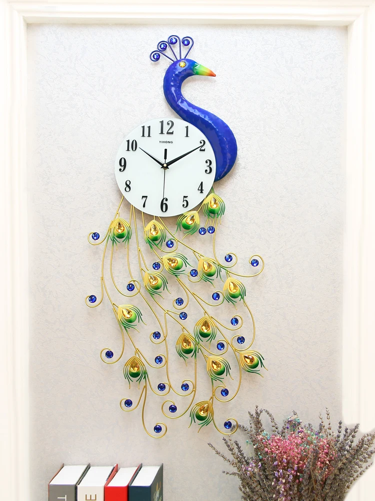 

Originality Peacock Clock Sitting Room Contemporary Adornment Large Wall Clock Modern Design Bedroom Quartz Clock