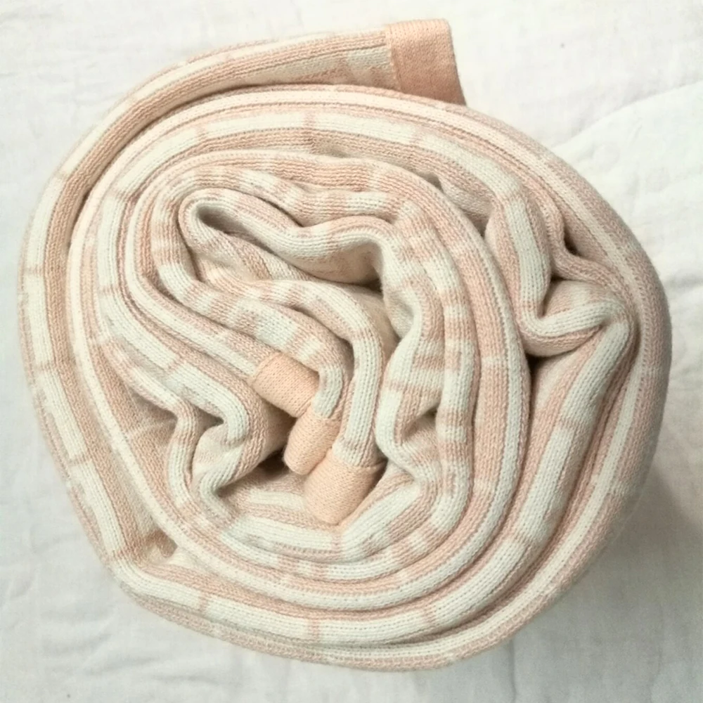 Manta de algodón de punto Jacquard con doble para niño y niña, manta para bebé con estampado de letras, para aire acondicionado, primavera y otoño