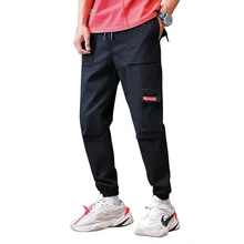 Японские ретро брюки карго мужские новые хлопковые брюки с эластичным поясом свободные тонкие мульти-сумки модные Дикие повседневные брюки для бега