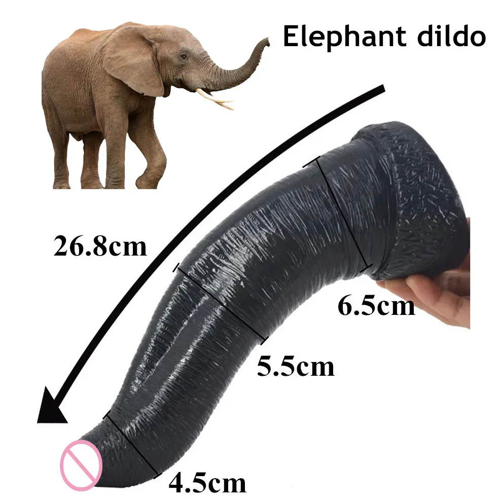 Grote Dildo Animal Olifant Dildo Zwarte Dildo Giant Fake Penis Sex Toys Voor Vrouwen Paar Flirt Speelgoed Butt Plug Gevulde stopper foto