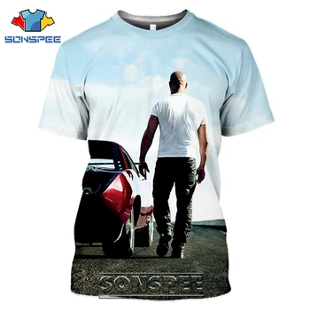 

SONSPEE Fast And Furious T-shirts 3D Print Men Women Casual Hip Hop Paul Walker Short Sleeve Streetwear Racing Tees Tops Shirt