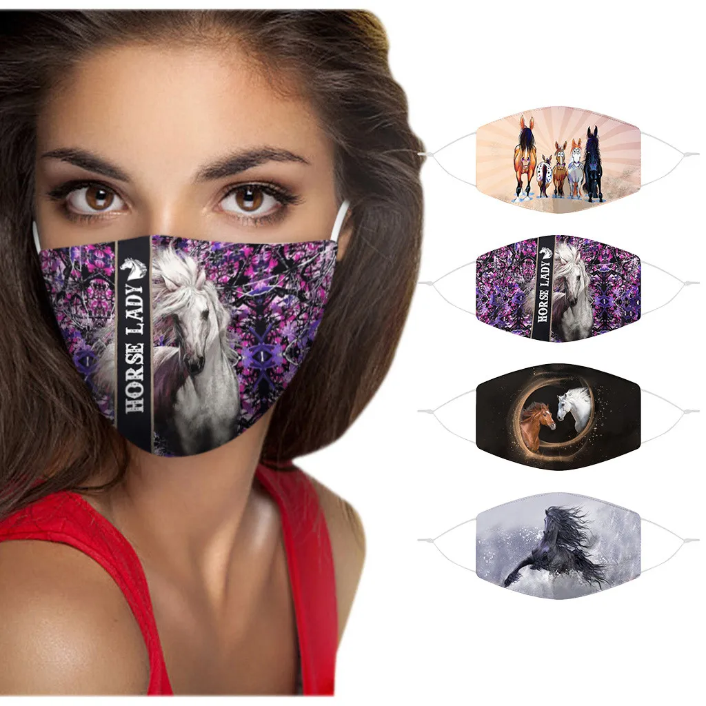 Новинка 2020 унисекс защита от пыли солнца Facemaak 3d принт в виде лошади Maks дышащая