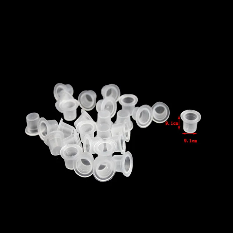 Manooby 100Pcs Plastic Microblading Tattoo Ink Cup Cap Pigment Clear Holder Container S/M/L Size Needle Tip Tattoo Supplies