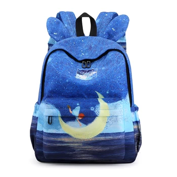 

Female Fashion Big Cartoon Print Women Canvas Travel Backpacks Teen Girls Large Capacity Nylon School Shoulder Bags