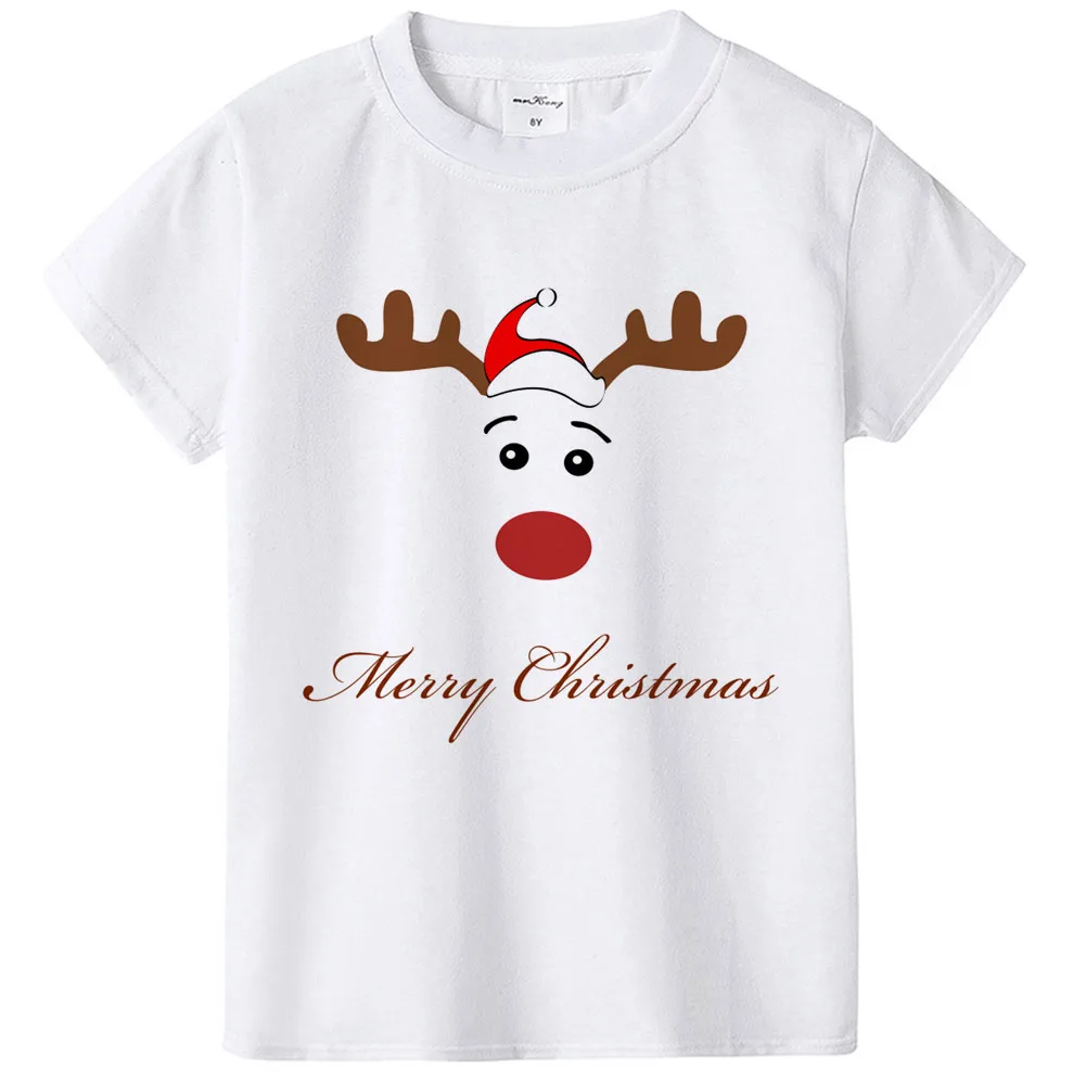 Merry Christmas Baby Letter Print Cute Clothes Boy T-Shirt Girl Summer T Shirt Children Short Sleeve Tee Tops for Kids Costume