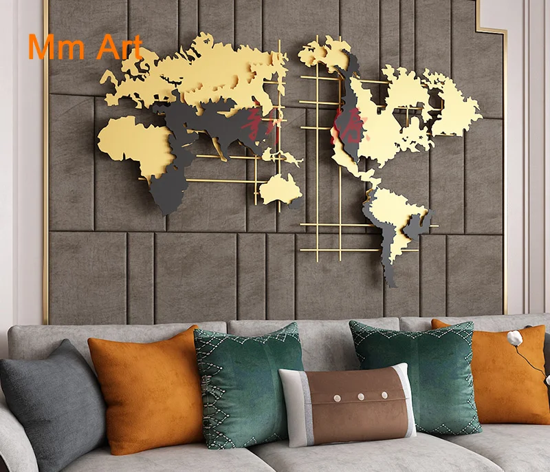 

Creative Map Wall Hangings Living Room Light Luxury Wall Decorations Three-Dimensional Decorations