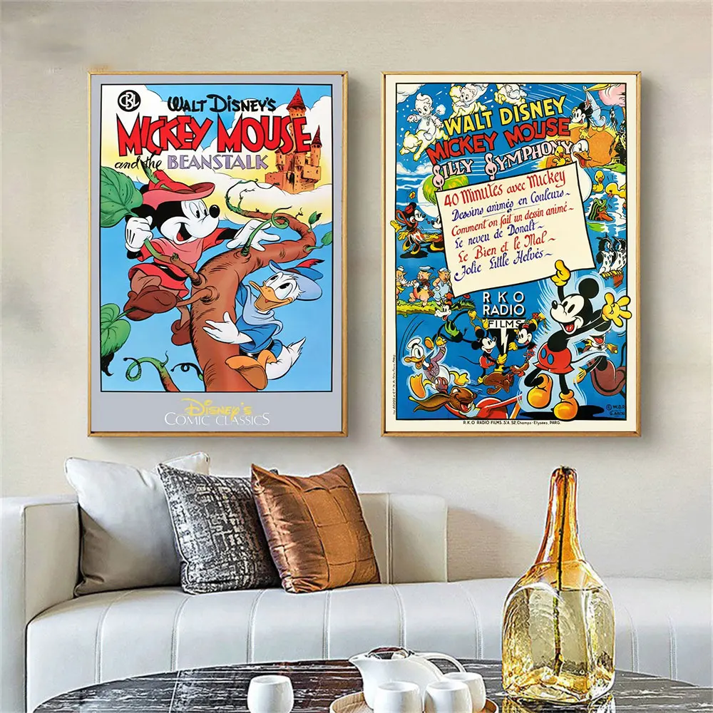 

Disney Canvas Painting Mickey Mouse Movie Character Poster and Print Disney Superhero Comic Canvas Painting Kids Room Home Decor