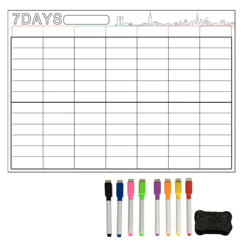 

7 Days Large Magnetic White Board Weekly Planner For Kitchen Refrigerator