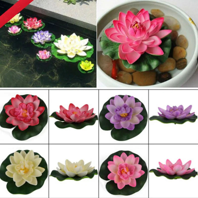 1Pc Floating Artificial Lotus Ornament for Aquarium Fish Tank Pond Water lily Lotus Artificial Flowers Home Decoration Supply