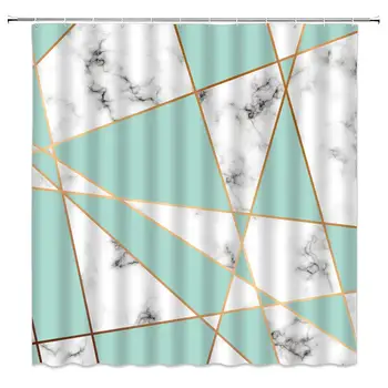 

Imitate Marble Texture Shower Curtain Set, Irregular Geometric Patterns Print Simple Bathroom Decor Home Bath Bathtub Polyester
