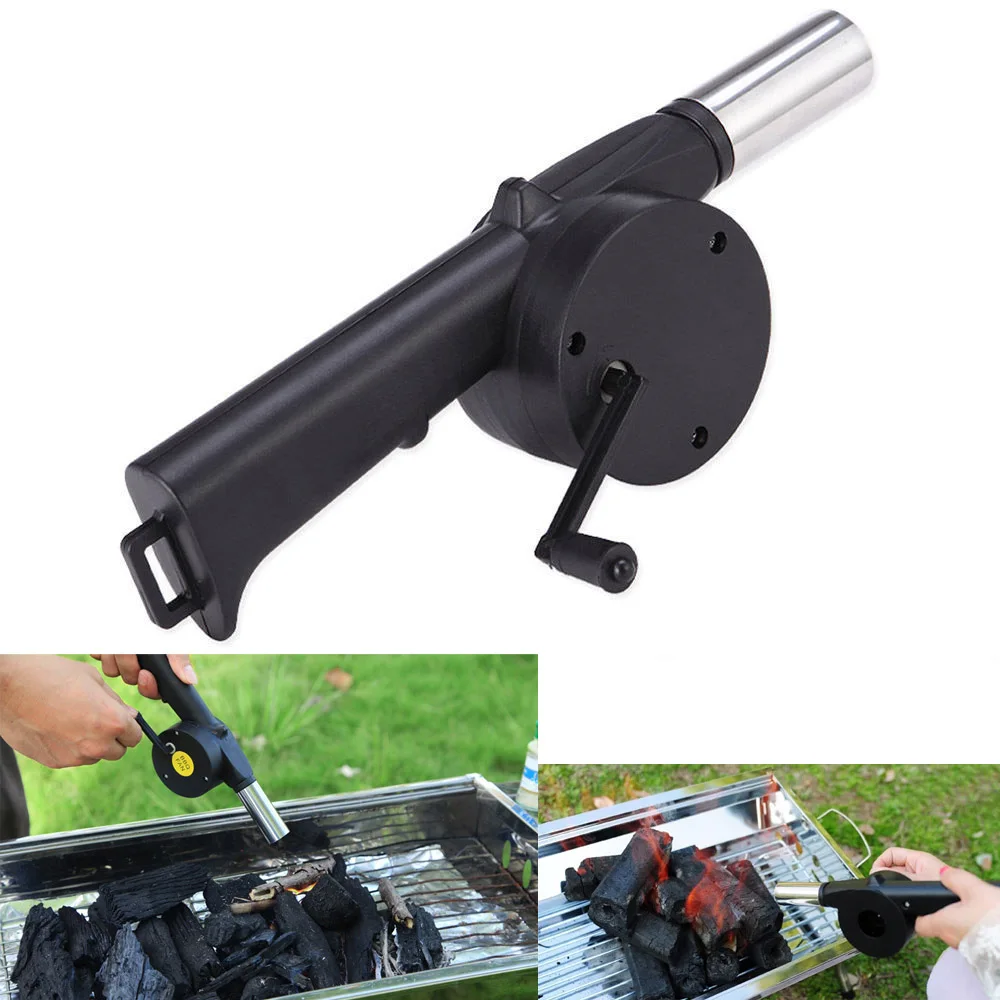 Air Blower for BBQ Fire Bellows Hand Crank Barbecue Outdoor Cooking Camping, for charcoal grill BBQ campfire fireplace