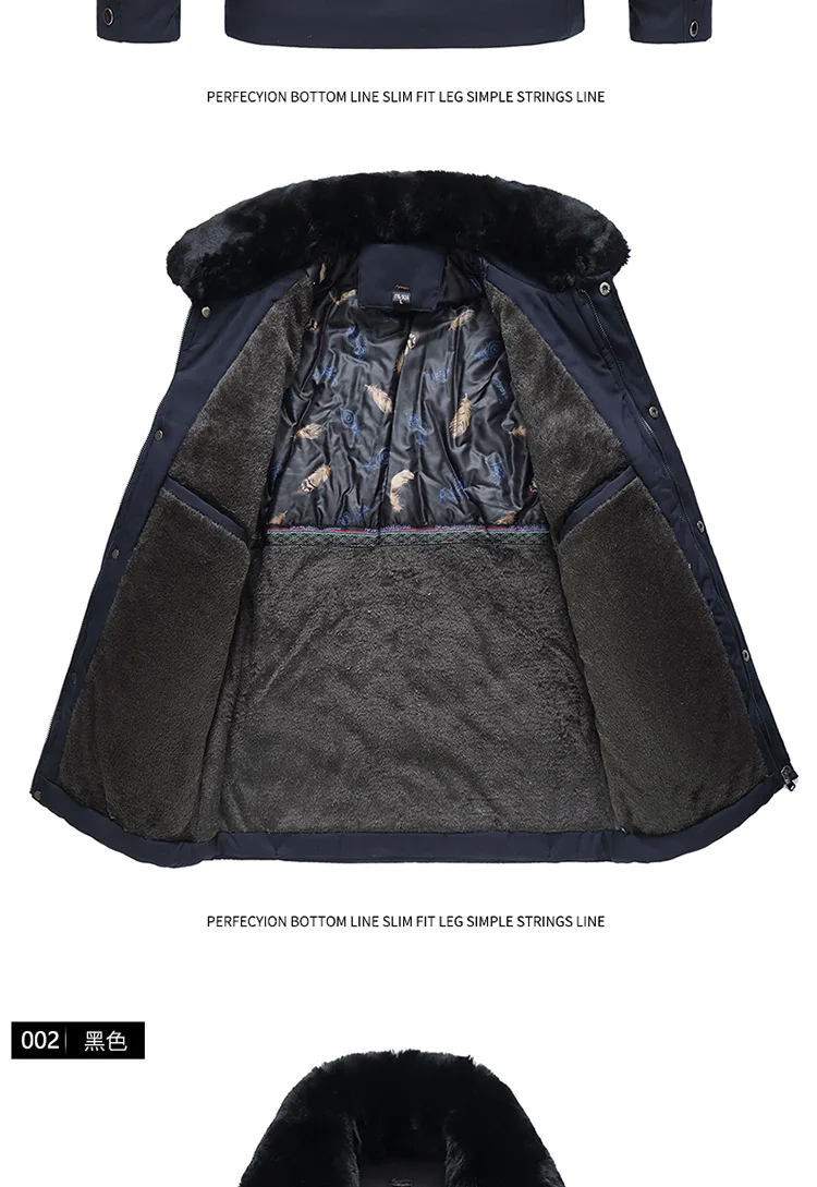 Зимняя мужская одежда среднего возраста матовый и толстый меховой воротник большого размера мужское хлопковое Стеганое пальто мужская одежда Daddy средней длины C