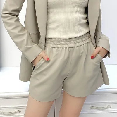 MEWE Women Spring Genuine Real Sheep Leather shorts E45