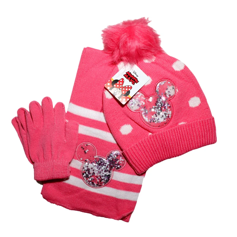 New Children Boys Girls Warm Anna Elsa Frozen Princess Hat Mickey Mouse Cartoon Bay Hat Kids Knitted Cap Scarf Gloves Sets - Image 4