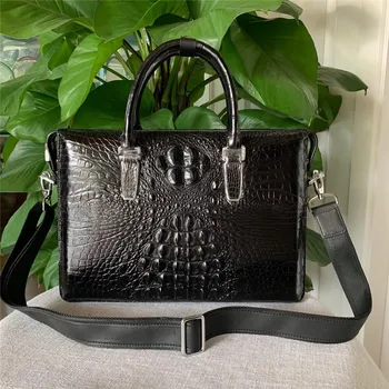 

100% Genuine Alligator Leather Zipper Closure Businessmen Large Briefcase Handbag Authentic Crocodile Skin Male Laptop Case Bag