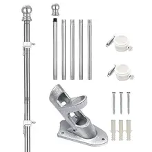 

5 Sections 6ft Flagpole Kit Stainless Steel Bracket Easy To Install Disassemble Flagpole Holder